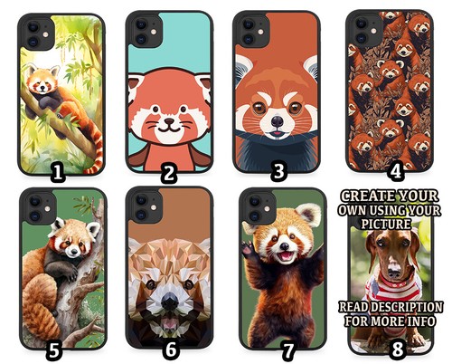 Red panda rubber phone case - red,