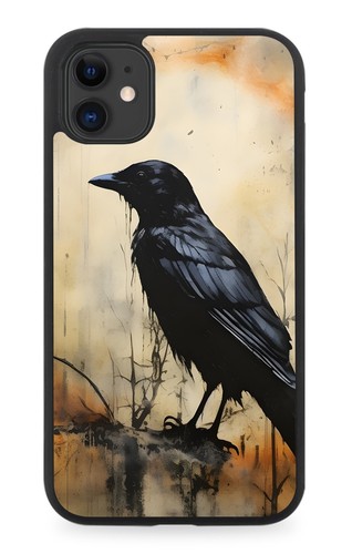 Black raven rubber phone case - raven,