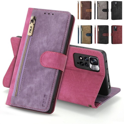 Zipper leather wallet phone - leather,
