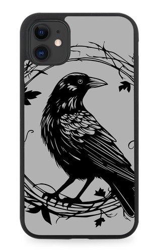 Crow wreath rubber phone - on,